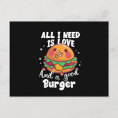 Alles was ich brauche ist Liebe und Burger | Burge Postkarte (Vorderseite)