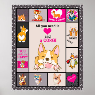 Alles, was ich brauche, ist Liebe und Corgi Poster