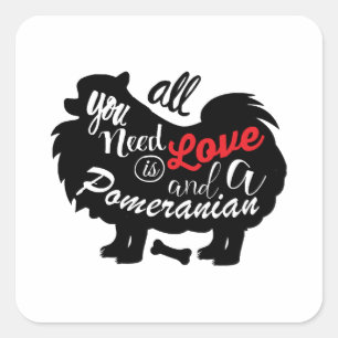 Alles was ich brauche, ist Liebe und ein Spitz Quadratischer Aufkleber