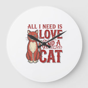 Alles was ich brauche ist Liebe und eine Katze Vin Große Wanduhr