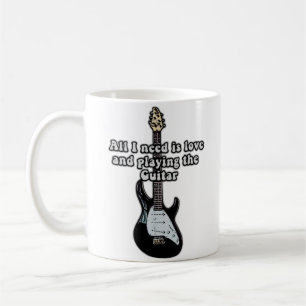 Alles was ich brauche ist Liebe und Gitarre spiele Kaffeetasse