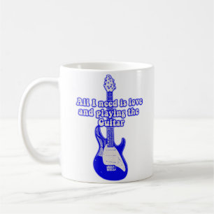 Alles was ich brauche ist Liebe und Gitarre spiele Kaffeetasse