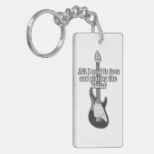Alles was ich brauche ist Liebe und Gitarre spiele Schlüsselanhänger (Vorderseite links)