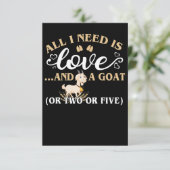 Alles, was ich brauche, ist Liebe und Ziege Begleitkarte (Stehend Vorderseite)