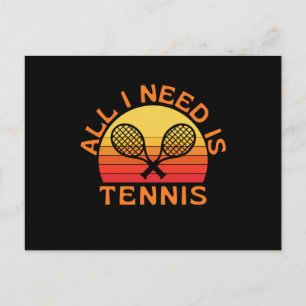Alles was ich brauche ist Tennis Retro Vintag Postkarte