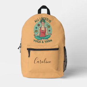 Alles, was ich brauche, ist Yoga und Yarne Phrase Bedruckter Rucksack
