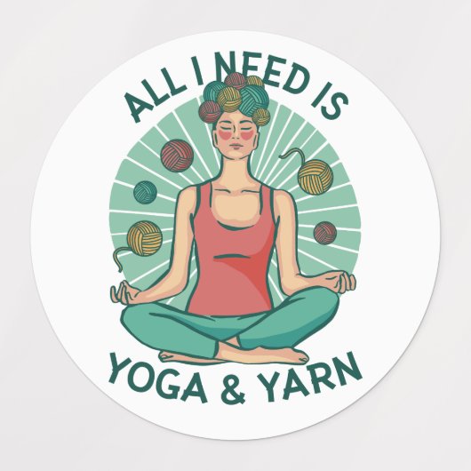 Alles, was ich brauche, ist Yoga und Yarne Phrase Etiketten (Design 1)