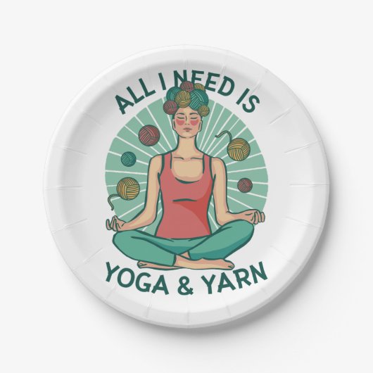 Alles, was ich brauche, ist Yoga und Yarne Phrase Pappteller (Vorderseite)