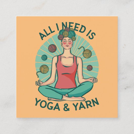 Alles, was ich brauche, ist Yoga und Yarne Phrase Quadratische Visitenkarte (Rückseite)