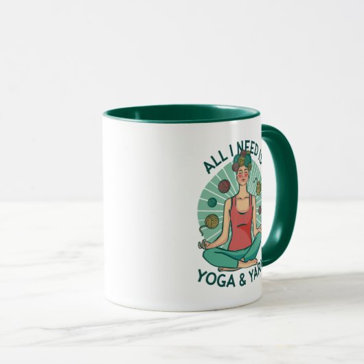 Alles, was ich brauche, ist Yoga und Yarne Phrase Tasse (VorderseiteRechts)