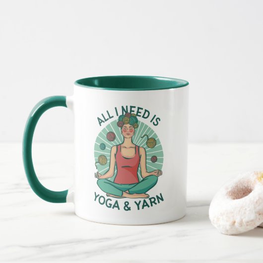 Alles, was ich brauche, ist Yoga und Yarne Phrase Tasse (Mit Donut)