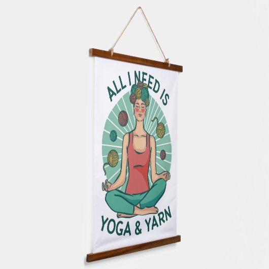 Alles, was ich brauche, ist Yoga und Yarne Phrase Wandteppich Mit Holzrahmen (Gewinkelt)