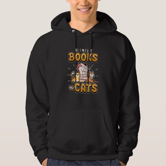 Alles, was ich brauche, sind Bücher und Katzen süß Hoodie (Vorderseite)