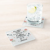 Alles, was ich heute brauche, ist Kaffee und Jesus Glasuntersetzer (Schrägansicht)