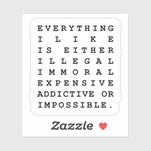 Alles, was ich mag aufkleber (Blatt)