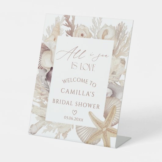 Alles, was ich Meer ist Liebe Brautparty Willkomme Sockelschild (Vorderseite)