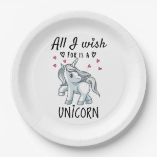 Alles, was ich mir wünsche, ist ein Einhorn Pappteller