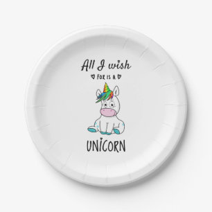 Alles, was ich mir wünsche, ist ein Einhorn Pappteller