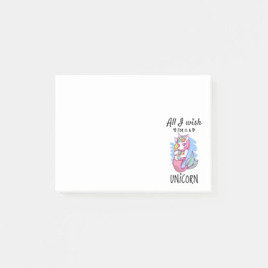 Alles, was ich mir wünsche, ist ein Einhorn Post-it Klebezettel (Vorderseite)