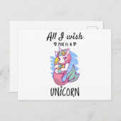 Alles, was ich mir wünsche, ist ein Einhorn Postkarte (Vorne/Hinten)
