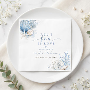 Alles, was ich sehe, ist Liebe Brautparty Blaue Wa Serviette