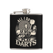 Alles, was ich tue, ist zu gewinnen und Darts Flas Flachmann (Vorderseite)