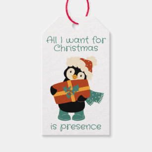 Alles, was ich zu Weihnachten Vintagen Pinguin gew Geschenkanhänger