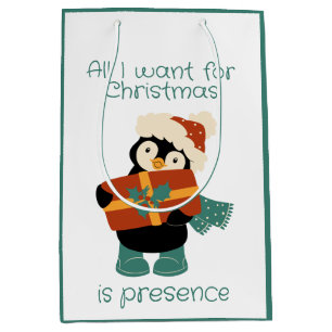 Alles, was ich zu Weihnachten Vintagen Pinguin gew Mittlere Geschenktüte