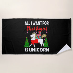 Alles, was ich zu Weihnachten will, ist Einhorn Strandtuch
