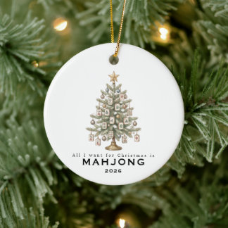 Alles, was ich zu Weihnachten will, ist Mahjong Lu Keramik Ornament