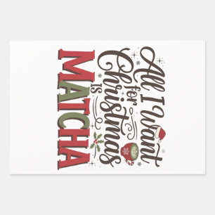 Alles, was ich zu Weihnachten will, ist Matcha Gre Geschenkpapier Set