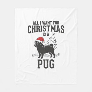 Alles, was ich zu Weihnachten will Pug-Hund Fleecedecke