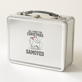 Alles, was ich zu Weihnachten will Samoyed-Hund Metall Brotdose