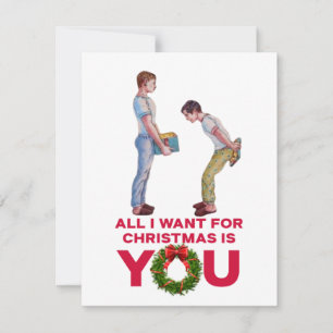 Alles, was ich zu Weihnachten will! Schwule LGBT-W Mitteilungskarte