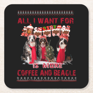 Alles, was ich zu Weihnachten Wollte, Beagle und K Rechteckiger Pappuntersetzer
