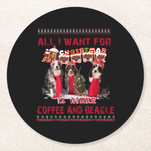 Alles, was ich zu Weihnachten Wollte, Beagle und K Runder Pappuntersetzer
