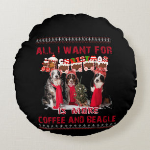 Alles, was ich zu Weihnachten Wollte, Beagle und K Rundes Kissen