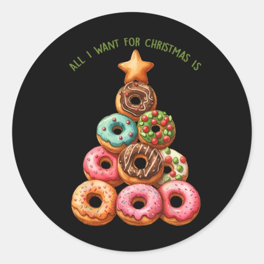Alles, was ich zu Weihnachten Wollte, ist Donuts W Runder Aufkleber (Vorderseite)