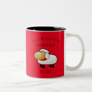 Alles, was ich zu Weihnachten Wollte, ist Ewe Zweifarbige Tasse