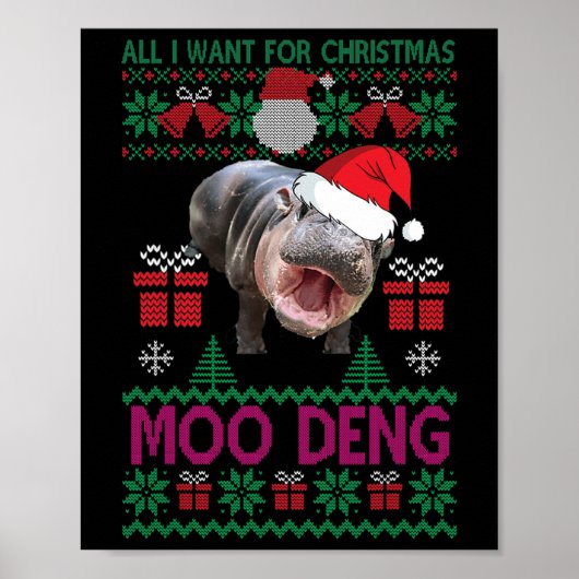 Alles, was ich zu Weihnachten Wollte, ist Moo Deng Poster (Vorne)