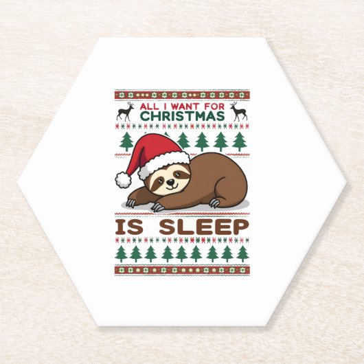 Alles, was ich zu Weihnachten Wollte, ist Schlaf - Untersetzer (Vorderseite)