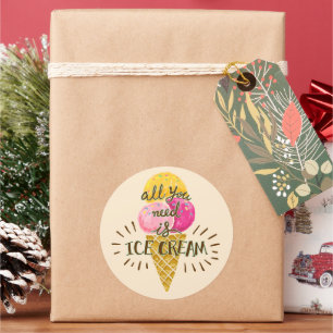 Alles, was Sie brauchen, ist Eiscreme - süße Somme Runder Aufkleber