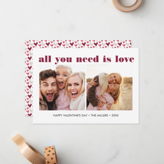 ALLES, WAS SIE BRAUCHEN, IST LIEBE 2 Foto Valentin Mitteilungskarte (Vorderseite/Rückseite Beispiel)