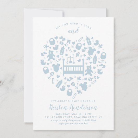 Alles was Sie brauchen ist Liebe Baby Dusche Einla (Vorderseite)