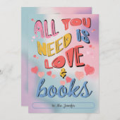 Alles was Sie brauchen ist Liebe & Bücher Valentin Einladung (Vorne/Hinten)
