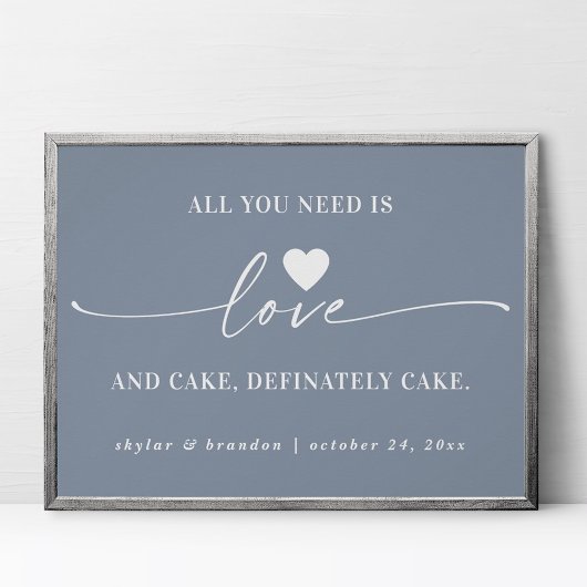 Alles was Sie brauchen ist Liebe & Cake Blue Weddi Poster
