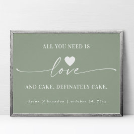Alles was Sie brauchen ist Liebe & Cake Green Wedd Poster