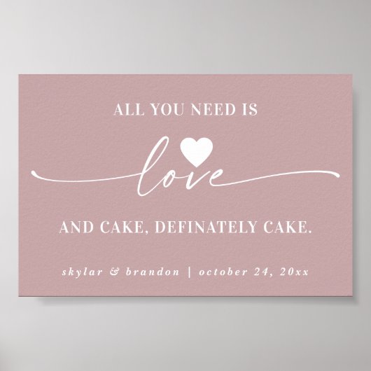 Alles was Sie brauchen ist Liebe & Cake Mauve Hoch Poster (Vorne)