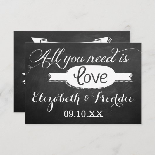 Alles, was Sie brauchen, ist Liebe-Chalkboard-Hoch RSVP Karte (Vorne/Hinten)