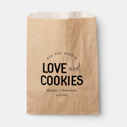 Alles was Sie brauchen ist Liebe & Cookies Hochzei Geschenktütchen (Vorderseite)
